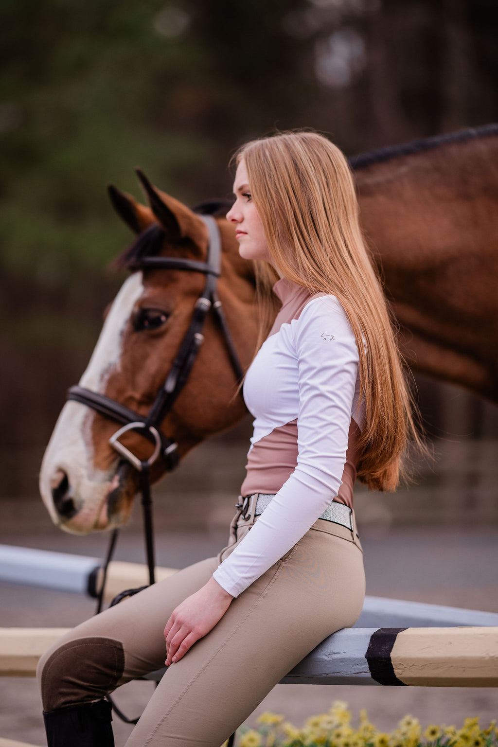 Mockneck Colorblock White & Sand
