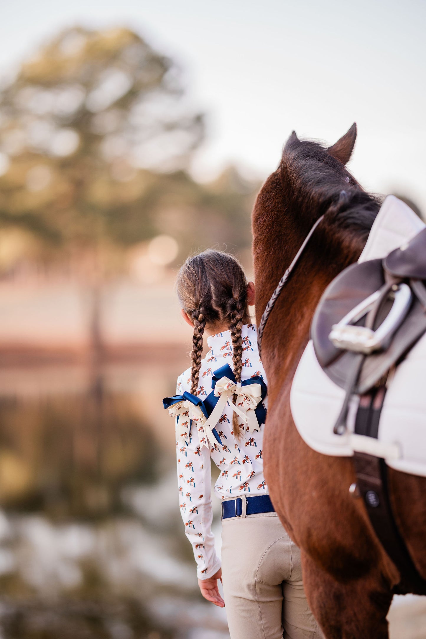 Equestrian Horse Show Bow, Jumping Horse Pattern