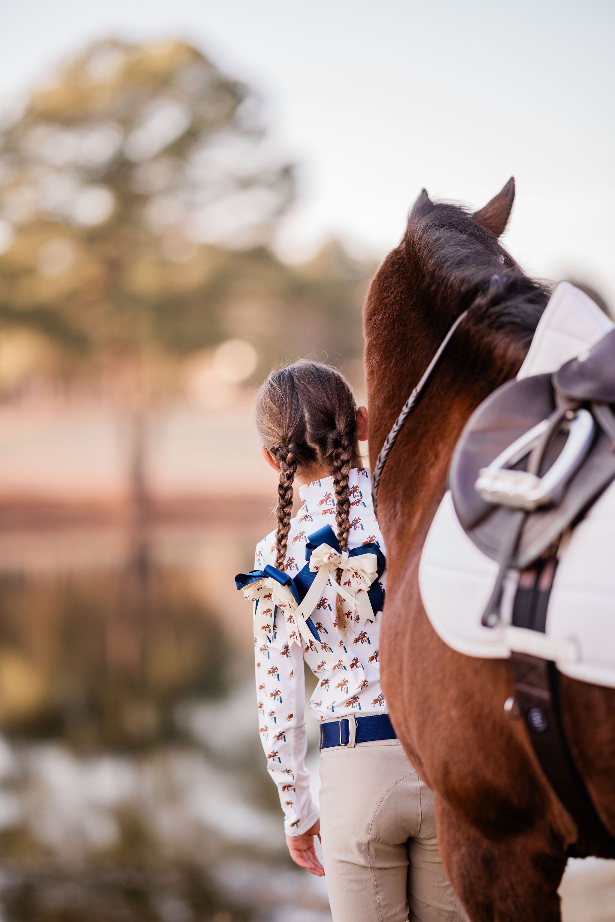 Equestrian Horse Show Bow, Jumping Horse Pattern