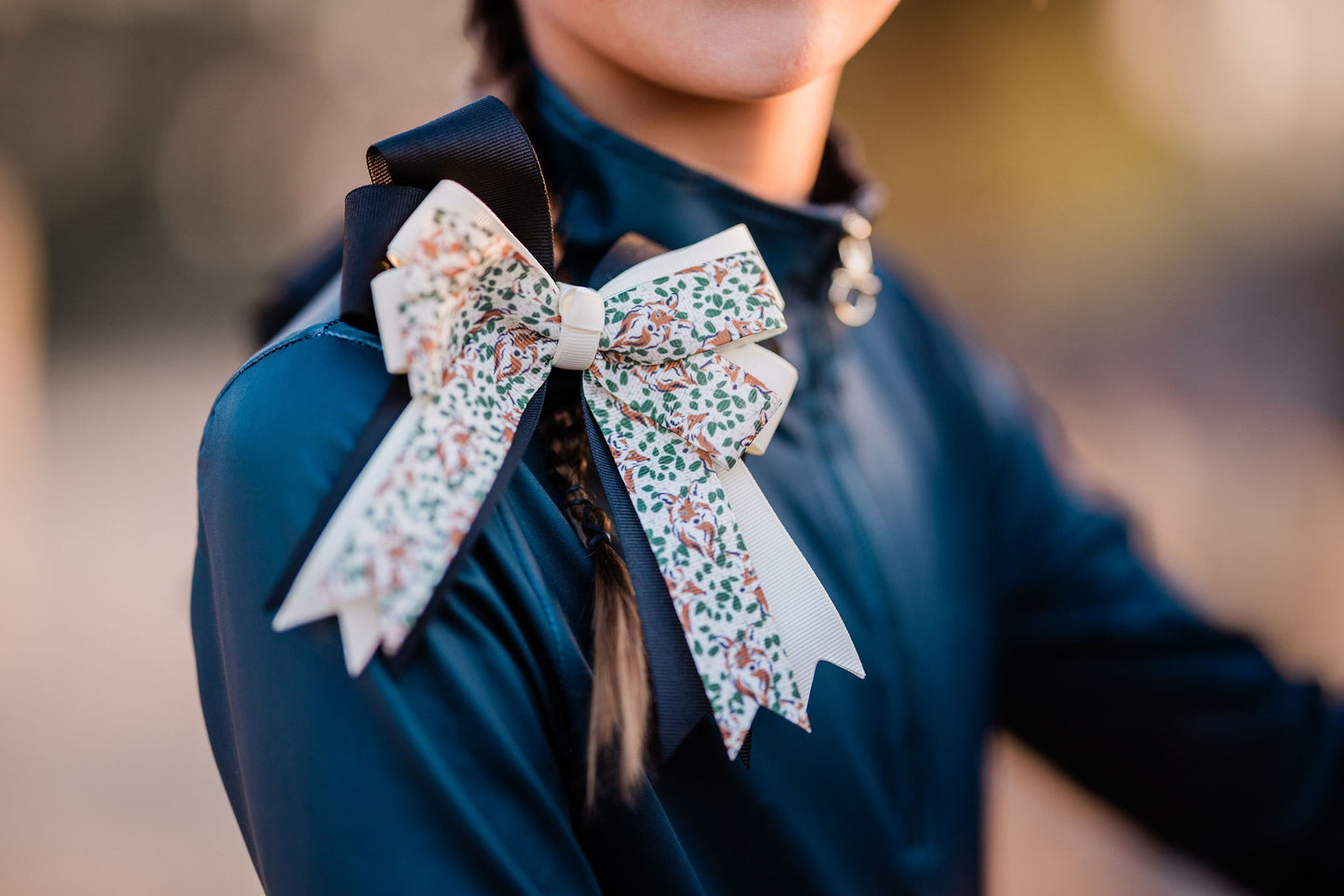 Equestrian Horse Show Bow, Fox Pattern