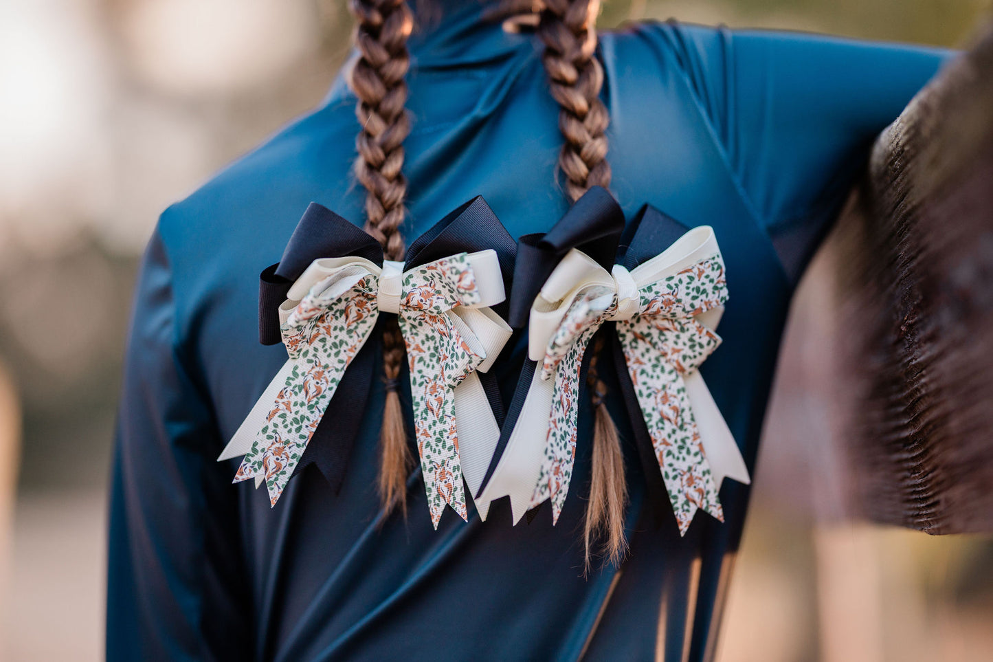 Equestrian Horse Show Bow, Fox Pattern