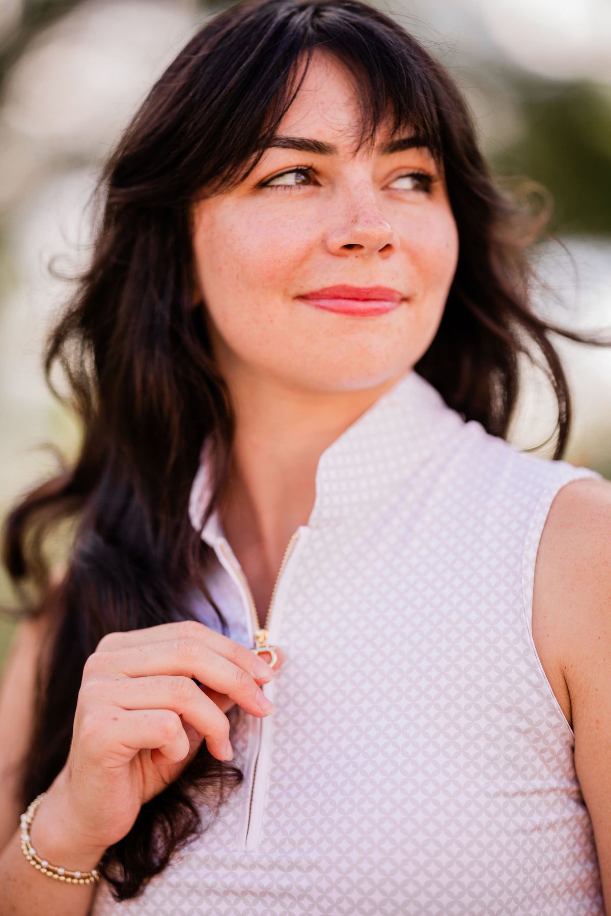 White Sleeveless Riding Top