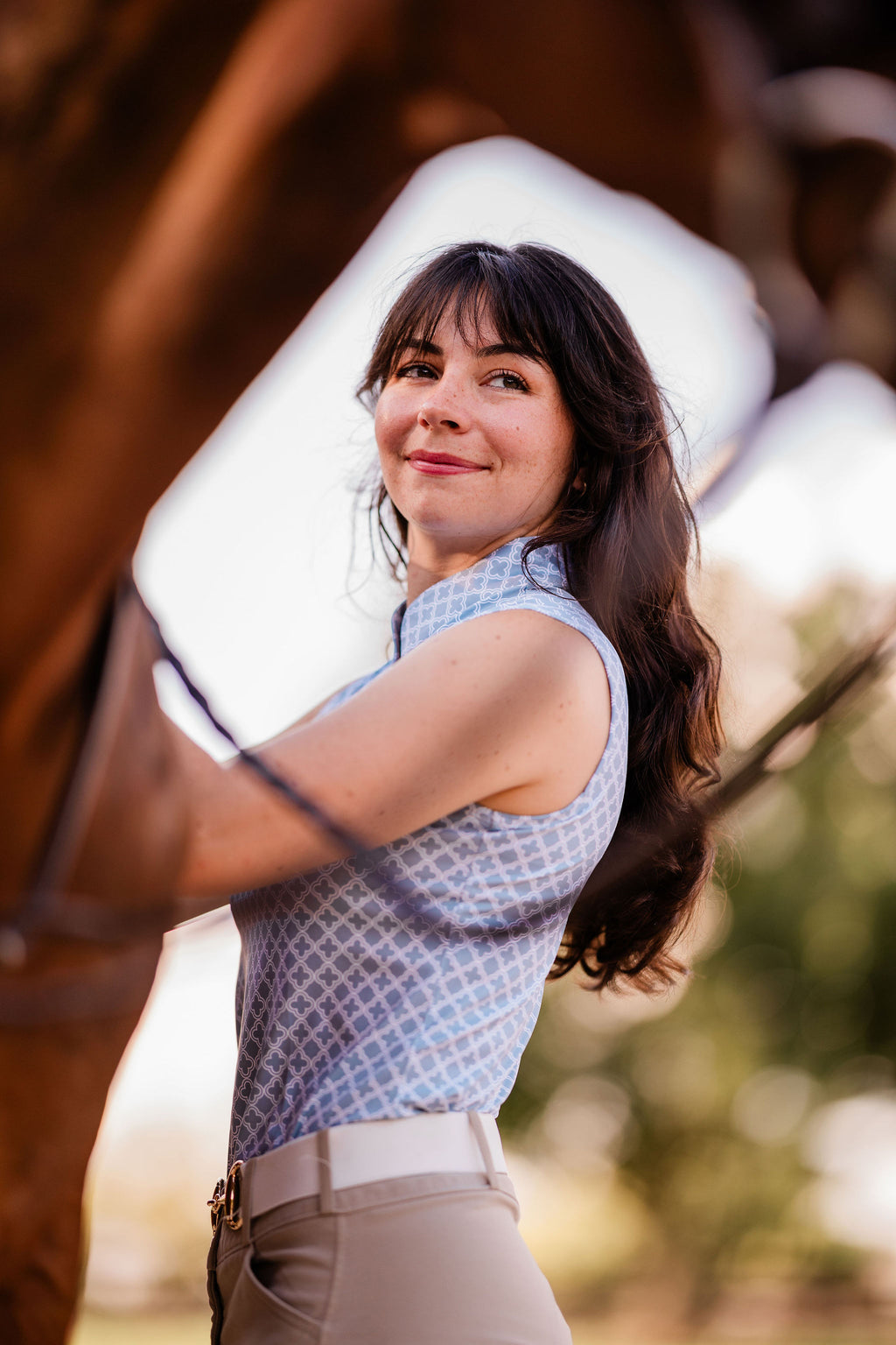 Blue Sleeveless Riding Top