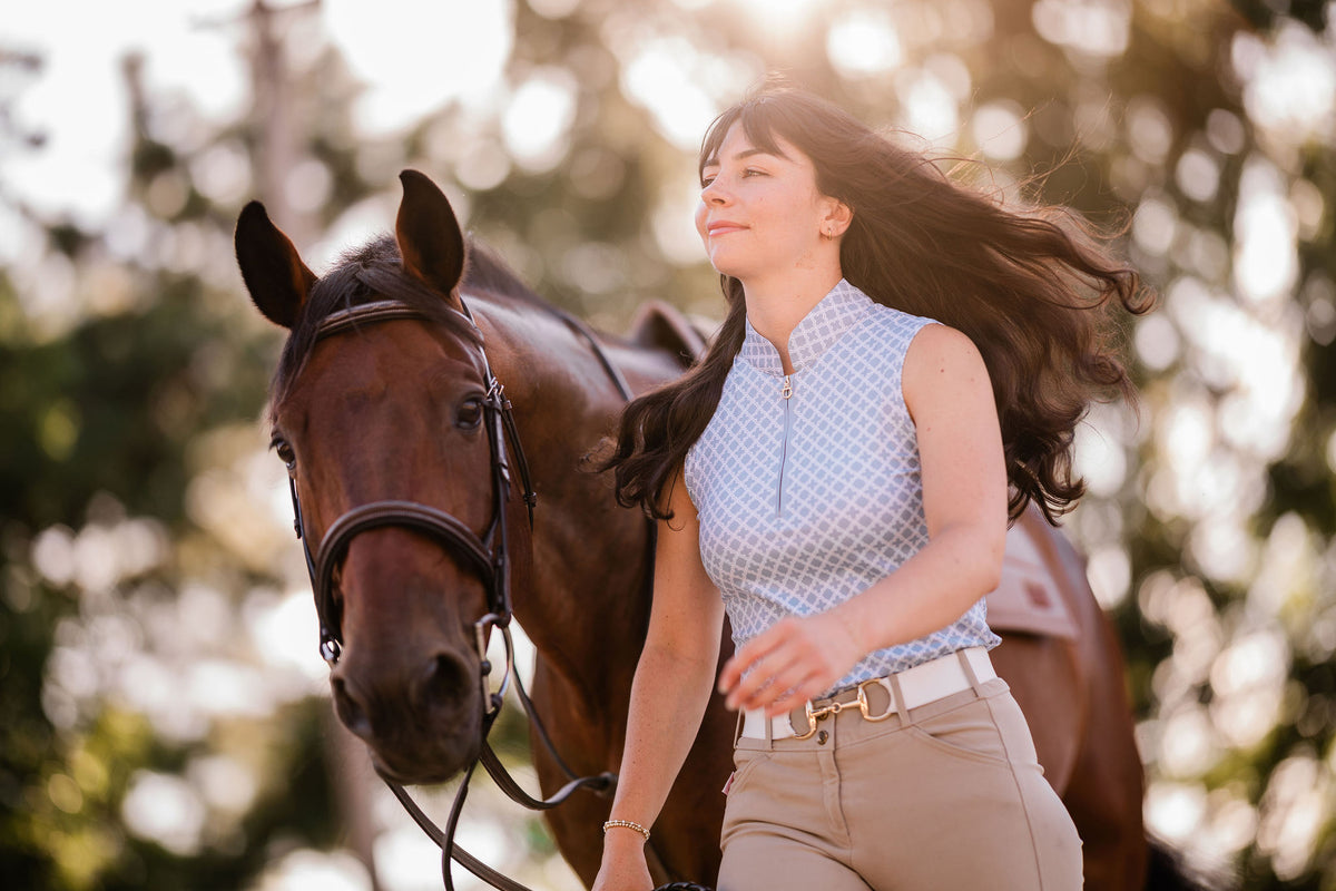 Blue Sleeveless Riding Top
