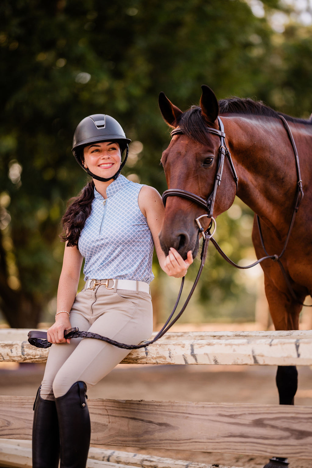 Blue Sleeveless Riding Top