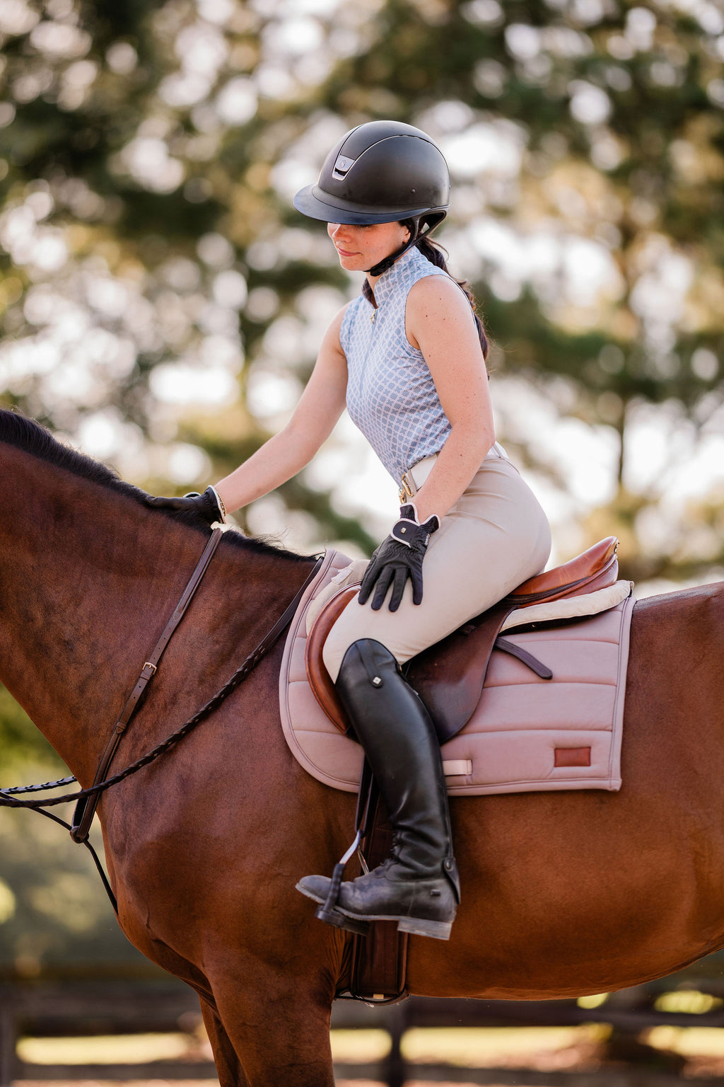 Blue Sleeveless Riding Top