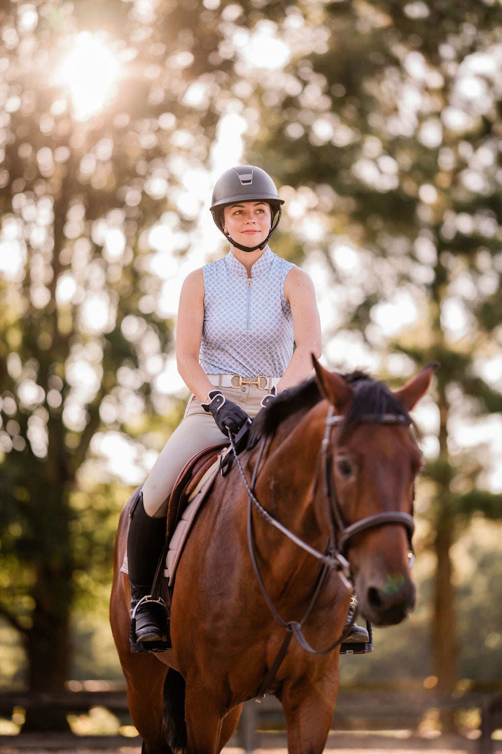 Blue Sleeveless Riding Top