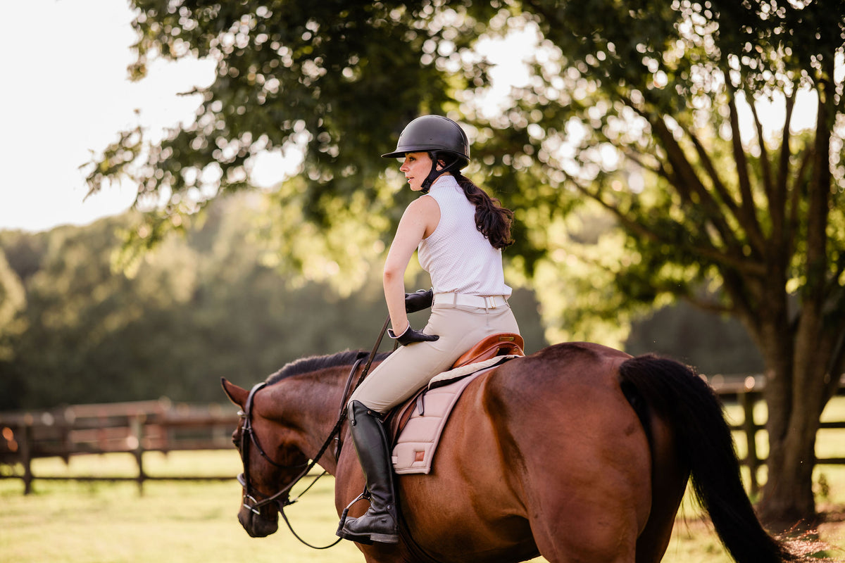 White Sleeveless Riding Top