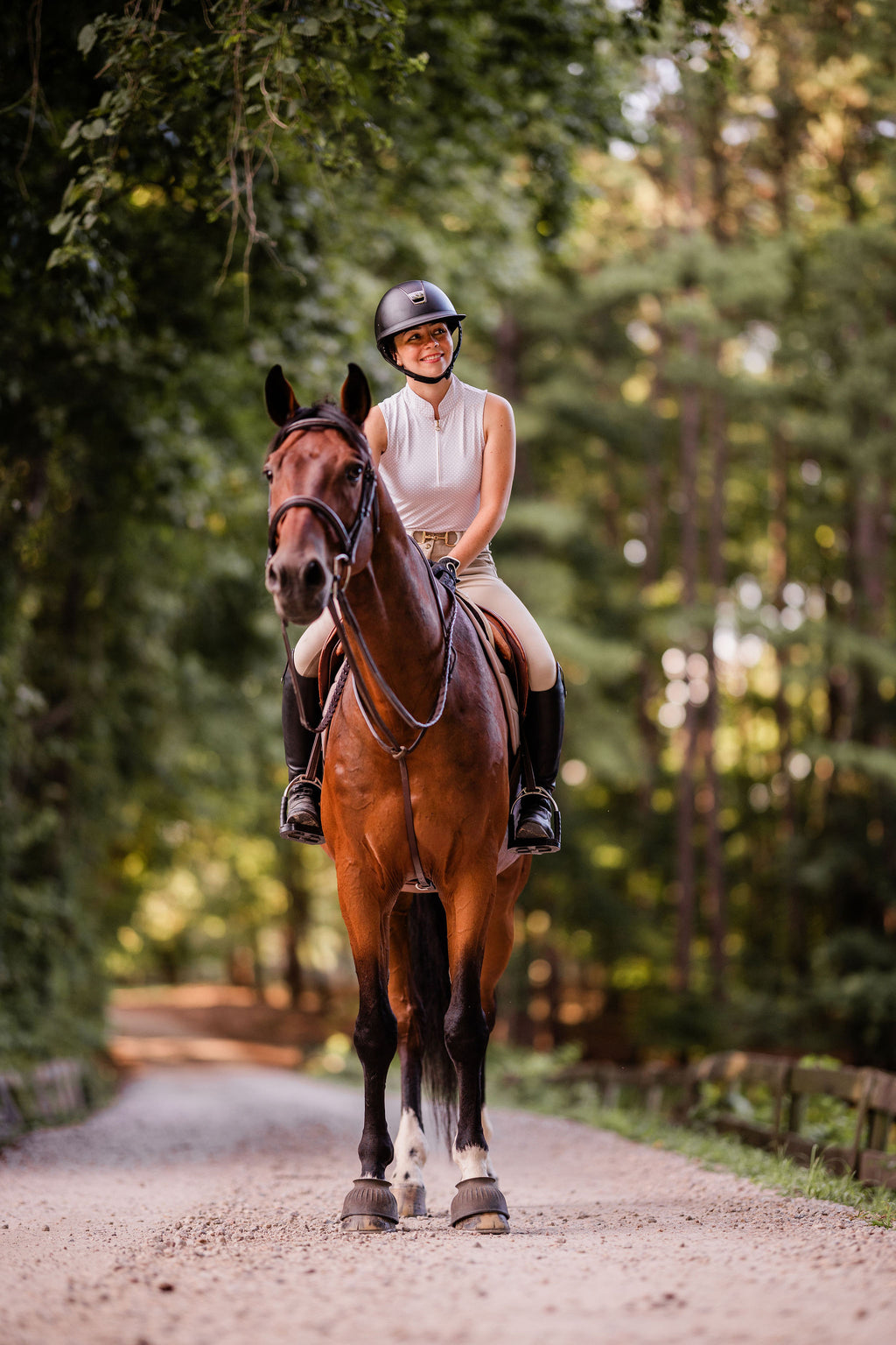White Sleeveless Riding Top