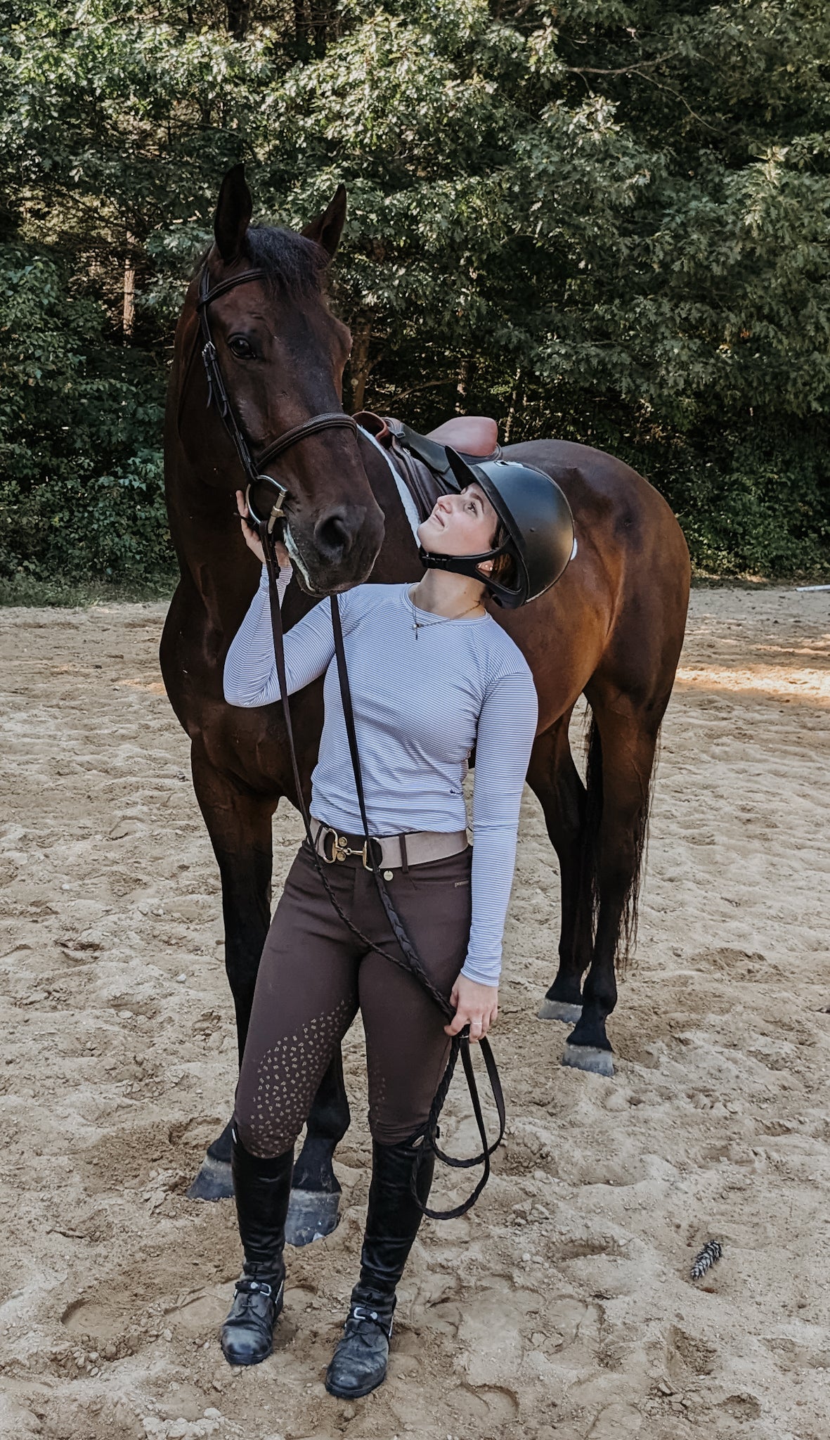 Striped Crew Neck Riding Top