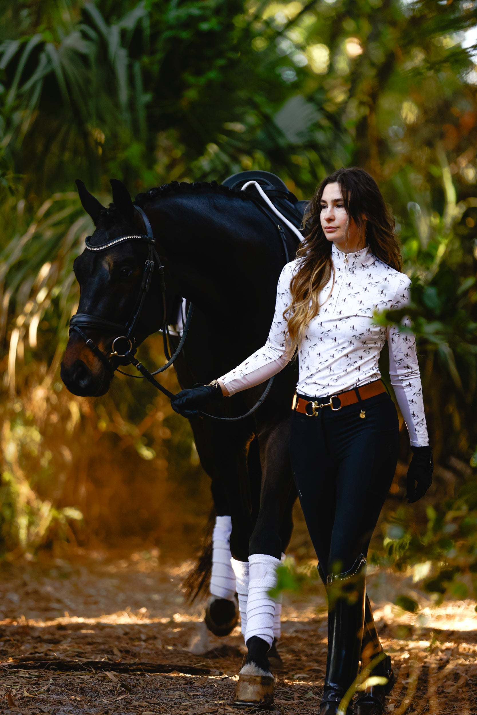 Ladies Grey Horse Sun Shirt