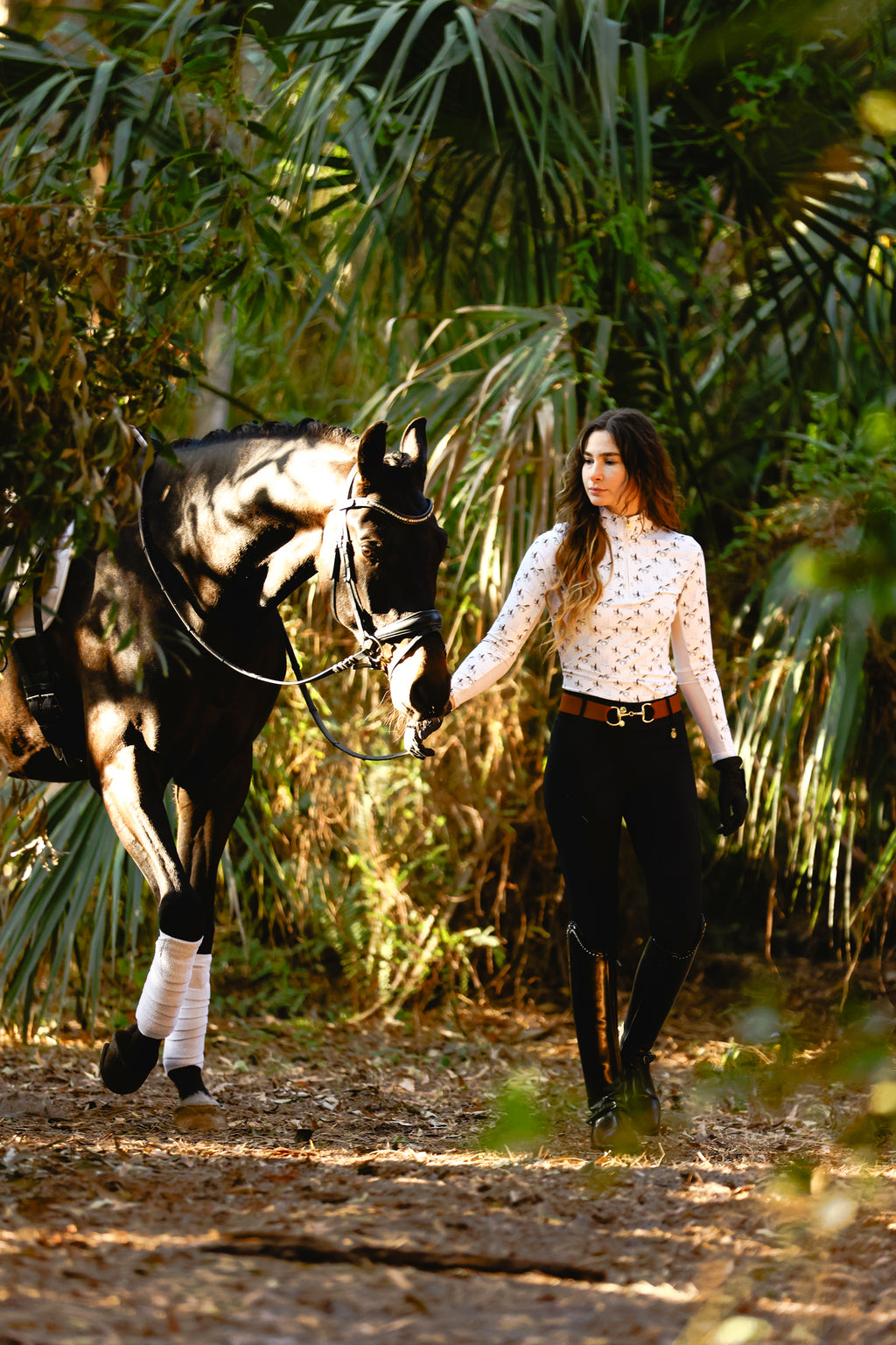 Ladies Grey Horse Sun Shirt